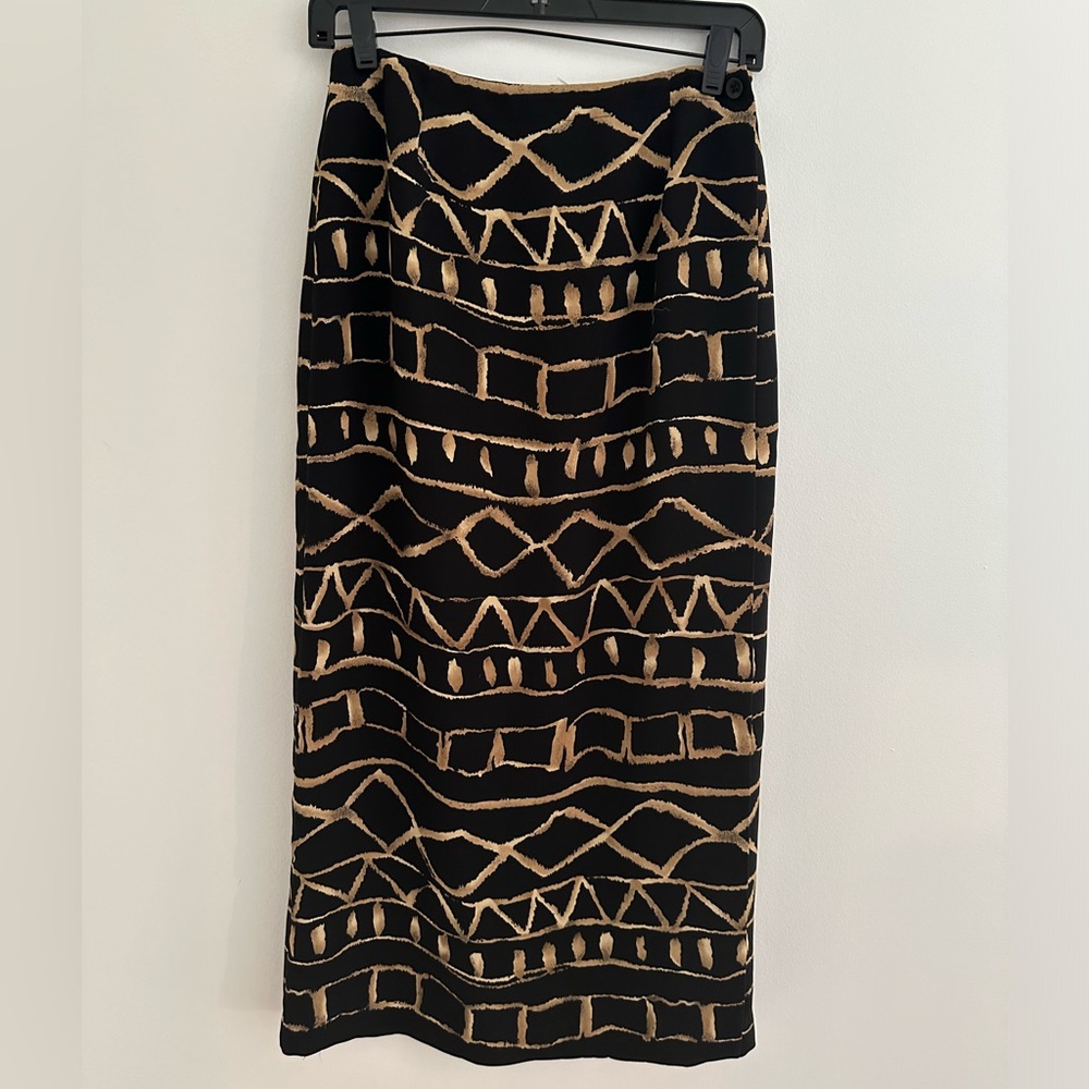 Vintage Jones New York Women's Black and Tan Skirt